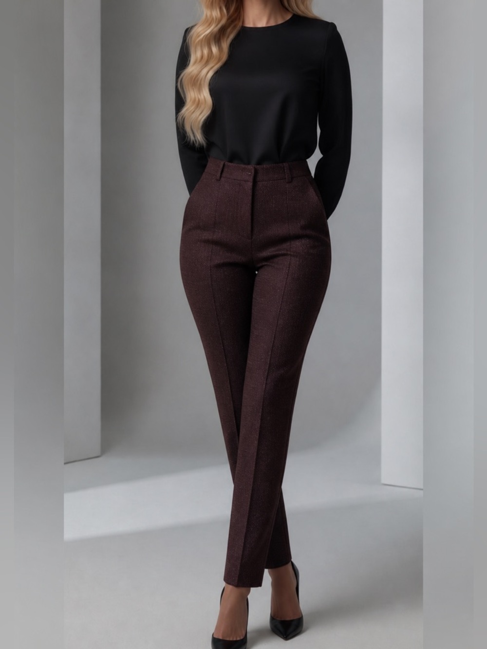 Dark Brown Classic Work Dress Pants
